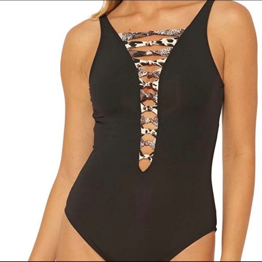 Animal Print Knotted One Piece Swimsuit